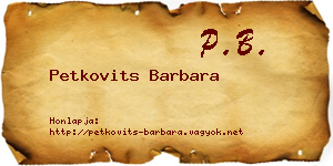 Petkovits Barbara névjegykártya