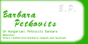 barbara petkovits business card